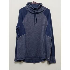 Avia Women's Athletic Top Pullover Blue Drawstring Long Sleeve Funnel Neck XL